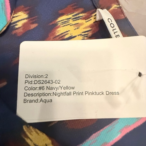 Aqua Purple and Yellow Long Sleeve Shirt Dress w/ Tie Waist Small - Picture 9 of 10